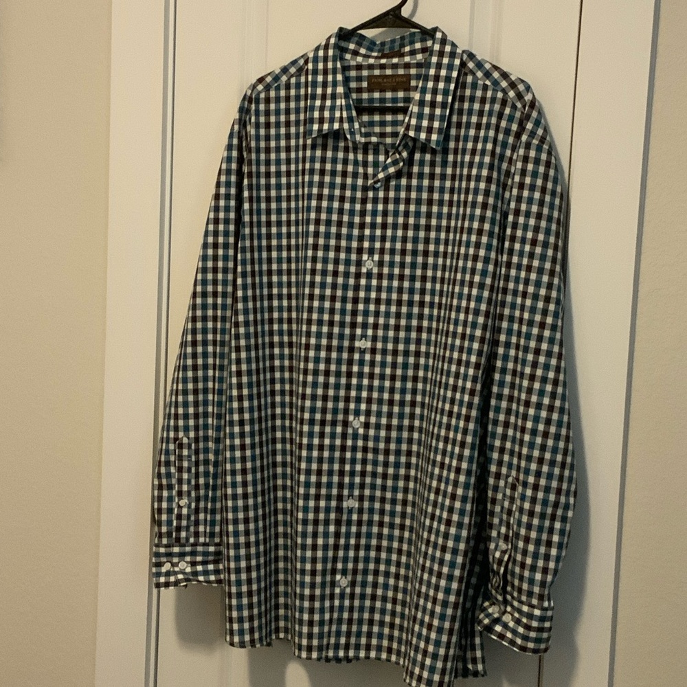 Fairlane & Sons Men's Checkered Shirt - Blue, Brown, and White